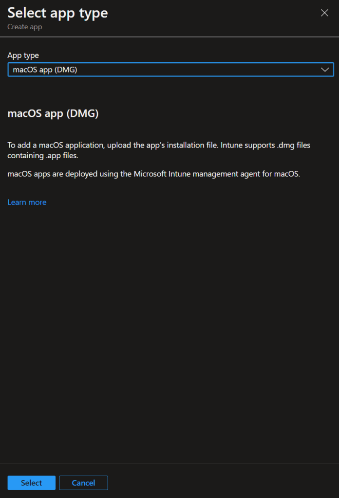 Select macOS app (DMG)